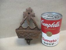 Antique Cast Iron Match Safe Holder Fireplace Mantle Wall Flower Grapes  picture