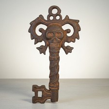 Pirate Skull Embossed Cast Iron Key picture