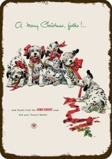 1952 DALMATIAN Christmas Puppy Dog TEXACO Vnt-Look DECORATIVE REPLICA METAL SIGN picture