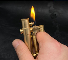 Pure Brass Cigarette Lighter nostalgic Retro Refillable Kerosene Lighter Gift picture