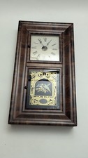 Antique Jerome & Co Wooden Wall Mount Wind Clock 8 Day Large picture