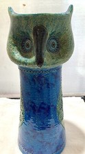 Vintage Bitossi for Rosenthal Netter Blue Green Owl Candle Stands Mid Century picture