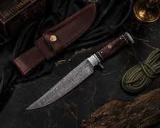 Handmade Mosaic Pattern Damascus Custom Hunting Knife 1095 & 15N20 Steel picture