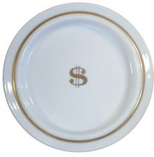 LaGardo Tackett Schmid Porcelain 22K Gold Dollar Sign Change Dish Jewlery MCM picture