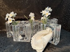 Vintage Clear Lucite Acrylic Napkin Rings Set of 8 Bud Vase Flower Holders picture