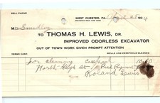 1924 Thomas H. Lewis Odorless Excavator Billhead picture