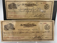 1929-1930 B Max Mehl Numismatist Cancelled Check Pair Coin World Article Lot picture