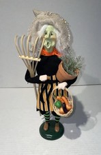 Byers Choice RARE Signed 2021 Gardening Green Halloween Witch Caroler 14” HTF picture