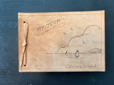 Vintage Catalina Island Suede Leather Unused Scrapbook Photo Album Blank Pages picture