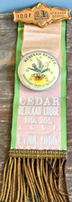 Antique c1870 Etna Ohio Rebekah Lodge Odd Fellows Reversible Ribbon Pinback IOOF picture