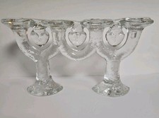 Vintage 1970s Sweden/Swedish Glass Nordica Candelabra/ Candle Holder - Hearts picture