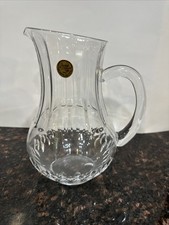 CRISTAL J G DURAND Cut Lead Crystal Pitcher Made In France 8” picture