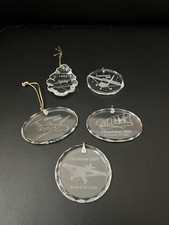 5 Vintage Orrefors Crystal Aviation Christmas Ornaments 1993 1999 2000 2003 2007 picture