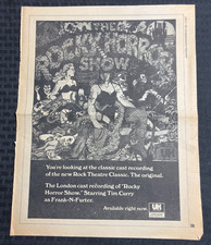 1974 ROCKY HORROR PICTURE SHOW 11.5x14.5 Print Ad VG+ 4.5 Classic Cast Recording picture