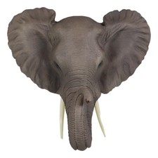 Ebros Safari African Bush Elephant With Trunk Up Wall Bust Sculpture 9