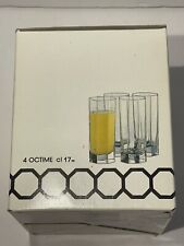4 New Luminarc OCTIME Octagonal Juice Glasses Set by Arcoroc France picture