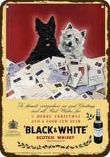1958 BLACK & WHITE Whisky Westie Scotty Vintg-Look DECORATIVE REPLICA METAL SIGN picture