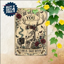 Gothic Floral Skeleton Illustration Vintage Self Love Affirmation Metal Sign picture