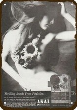 1969 AKAI M-9 TAPE RECORDER SEXY WOMAN VintageLook DECORATIVE REPLICA METAL SIGN picture