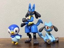 Pokemon Blokees Piplup Riolu Lucario Figure Set 3 Collectible 15+ picture