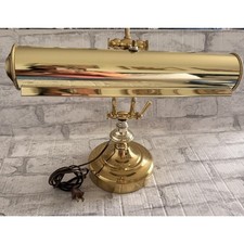 VTG Art Deco Brass Piano Banker Desk Lamp Adjustable Gooseneck Task Light Works picture