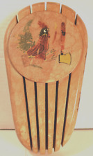 Rooster Axe Kitchen Knife 5 Slot Wood Block Holder Wall Mount Vtg picture