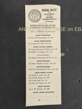1958 antique GRAND COMMANDERY of PENNA official BALLOT for OFFICERS masonic picture