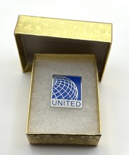 United Airlines Globe Logo Square Lapel Pin Cloisonné Repro Gift picture