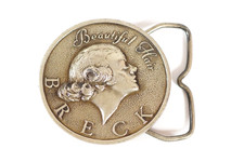 Breck Beautiful Hair 1976 Bergamot Brass Works Belt Buckle Breck Shampoo picture
