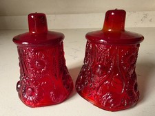 Vintage Old Country Store Ruby Red Pressed Glass Sunflower Votives CADMIUM GLOW picture
