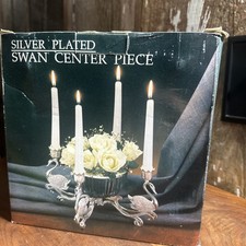 Rare Vintage 1987 Revere Silver Godinger  Silver Plated Swan Centerpiece Candle picture