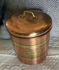 Vintage Copper and Brass Sugar Canister with Lid picture