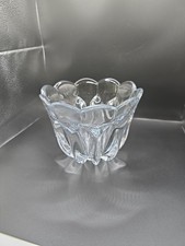 Vintage Lead Crystal Petal Bowl 5.5” - European Heavy Crystal Dish GLOWS GREEN picture