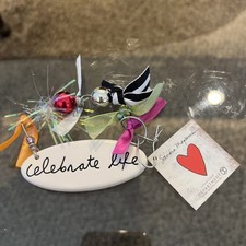 Dept 56 Sandra Magsamen Ornaments Beaded Wire Ceramic Plaque Celebrate Life NEW picture