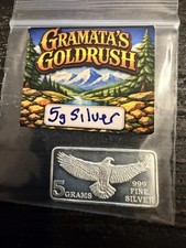 5 g Silver Bar .999 Fine Flying Eagle Design Monarch Precious Metals Bullion picture