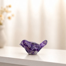 Vintage Amethyst Bird Figurine Crystal Resin Aquarius Pisces Peace Decor 1.5'' picture