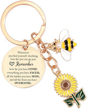 Inspirational Sunflower Bee Keychains Gifts - Motivational Uplifting Quotes Enco picture