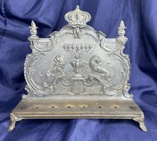 Antique WNF Hanukkah Menorah Silver Plated Pewter Lions of Judah Judaica 19th C picture