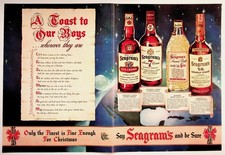Seagram's Vintage 1940s Christmas WWII Era Magazine Ad Print Patriotic Whiskey picture