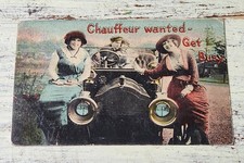 1915 Comic Postcard Chauffeur Wanted Risqué Auto Humor w/ 1¢ Expo Stamp picture