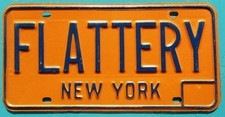 Vanity NEW YORK License Plate #FLATTERY (Get Yourself Some) - 1973-86 Base picture