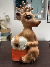 Vintage Poloron Rudolph The Reindeer Chimney Blow Mold 14