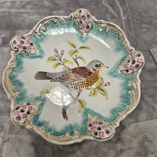 OD 1895 Bird Decorative Plate Reticulated Scalloped Edge Gold Gilt 8.5