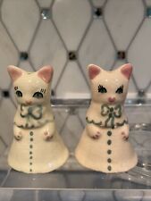 Vintage Ceramic Painted Cats Salt Pepper Figurine Kitsch Cottagecore Shakers picture