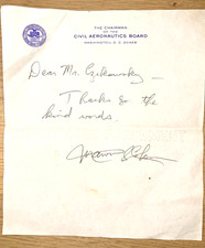 Vtg. Undated The Chairman of the Civil Aeronautics Board Washington DC Memo picture