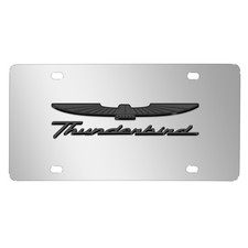Ford Thunderbird 3D Dark Gray Logo on Chrome Stainless Steel License Plate picture