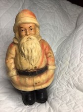 Rare Vintage Christmas Santa Figure Chalkware Coin Still Bank Estate Find picture