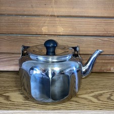 Vtg Farberware Tea Pot Kettle 7020 Stainless Steel 2 Qt. Beveled Movable Handle picture