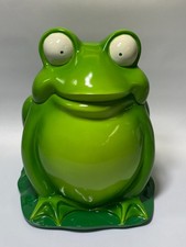 Heavy Green Frog Croaking Cookie Jar Sound activated by Hinged Lid See Video picture