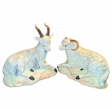 VTG Jeanne Reeds Porcelain Sheep Goat Figurine Pair Italy Staffordshire Style  picture